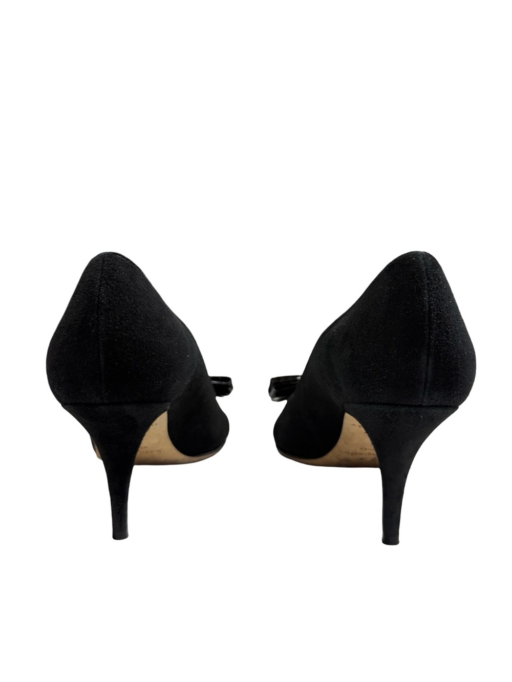 Kate Spade New York Womens 7.5 Black Suede Patent Bow Peep Toe Pumps Heels - Picture 3 of 10
